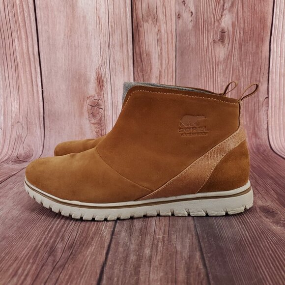 Sorel Womens Size 11 Elk Cozy Ankle Boots Booties Pull On Nubuck Leather Brown - Picture 2 of 15